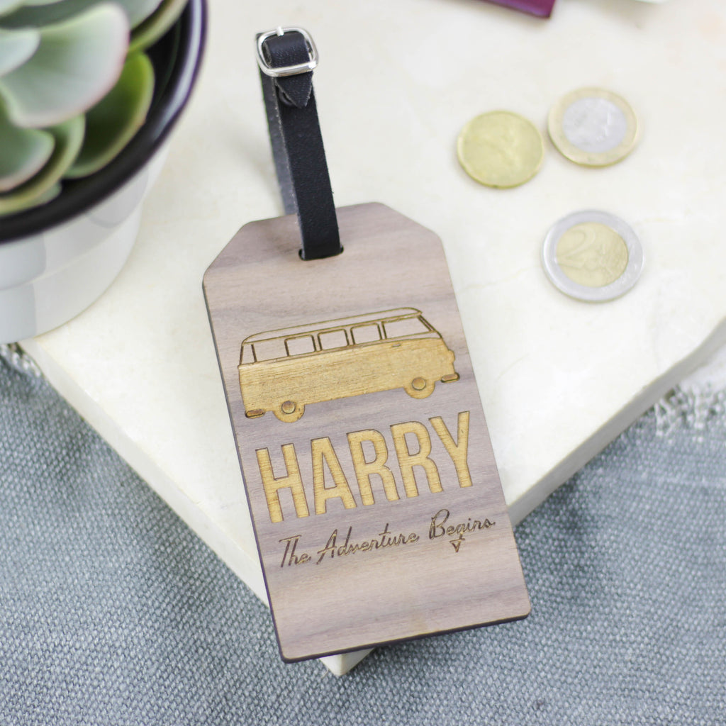 Personalised Wooden Campervan Luggage Tag