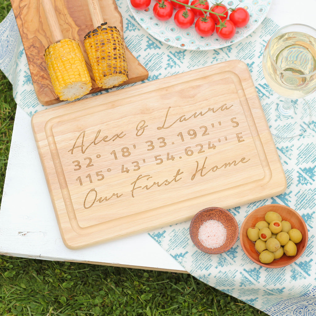 Personalised Coordinates Chopping Board