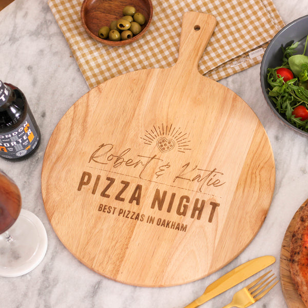 Personalised Pizza Night Wooden Serving Board