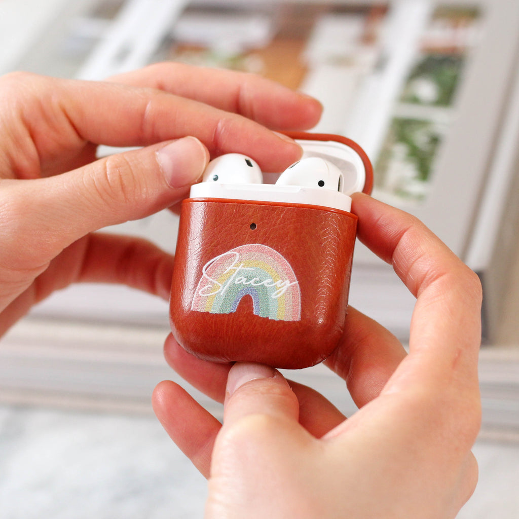 Personalised Rainbow Air Pods Case Cover Gift For Her