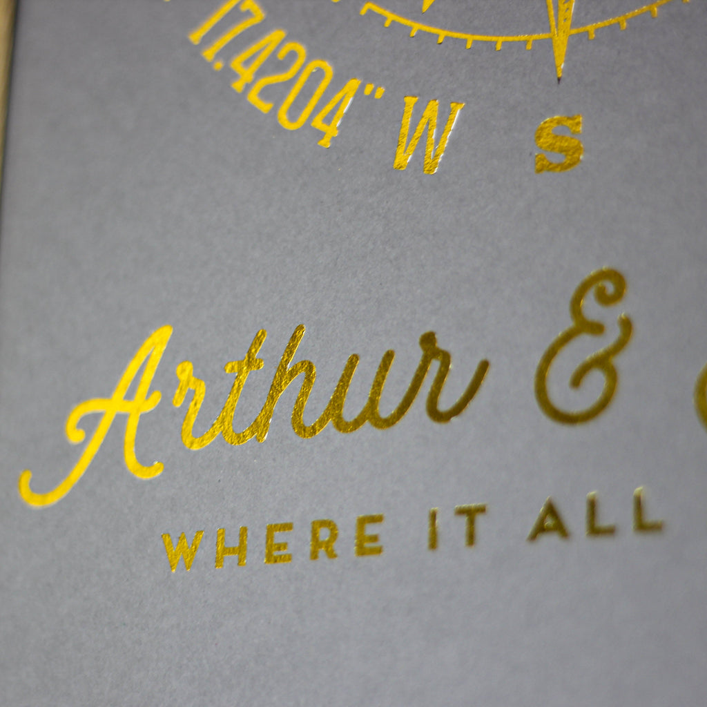 Personalised Metallic Compass Print