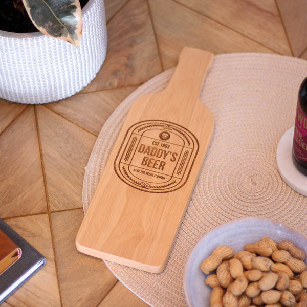 Personalised Beer Bottle Chopping Board For Dad