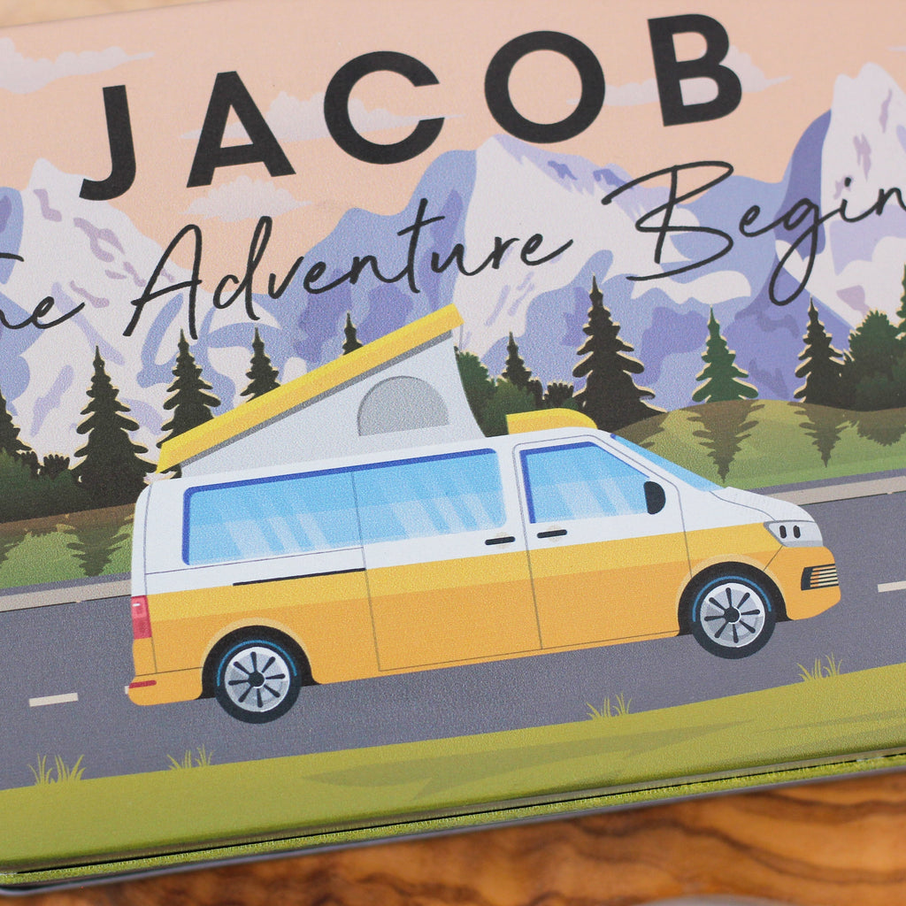 Personalised Camper Van Camping Cutlery Adventure Tin