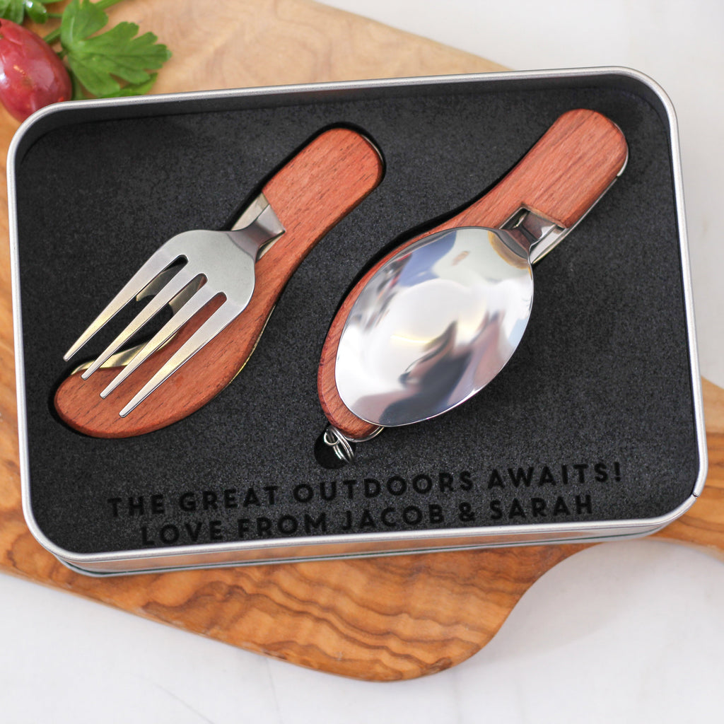 Personalised Camper Van Camping Cutlery Adventure Tin