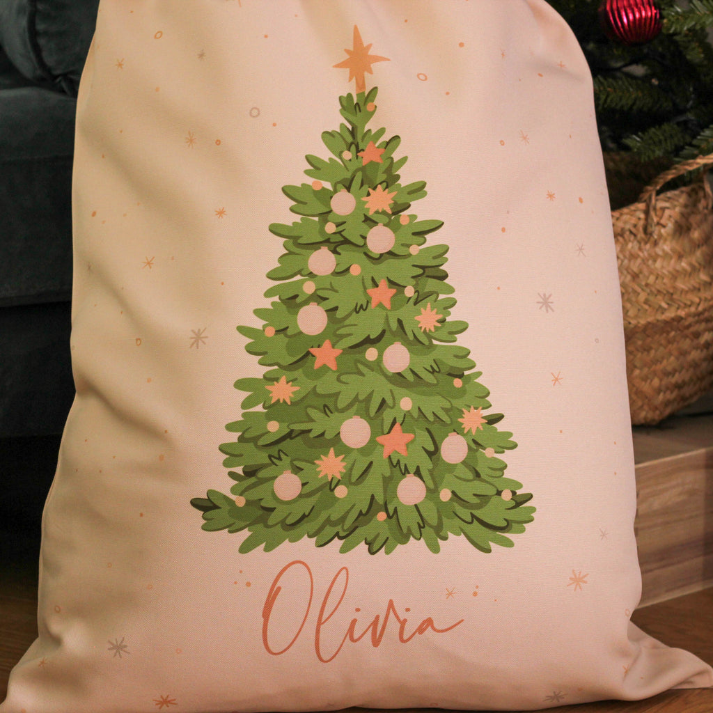 Personalised Christmas Tree Santa Sack Stocking Gift
