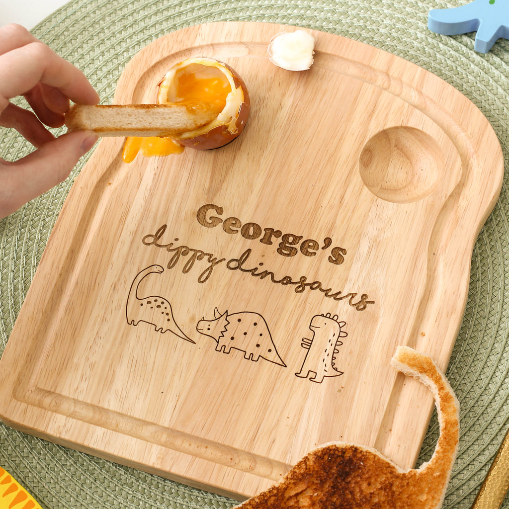 Personalised Dippy Eggs Dinosaurs Board For Children