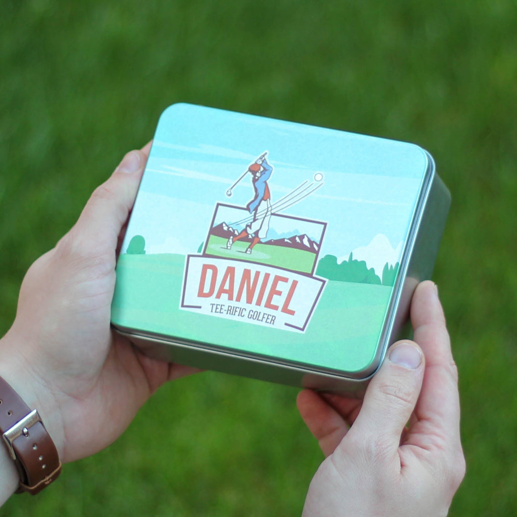 Personalised Golfer Tin Gift Set For Him Or Dad