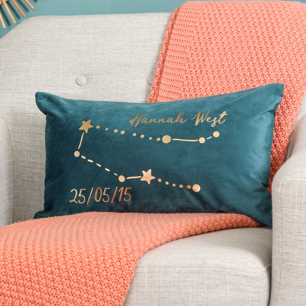 Personalised Star Sign Velvet Cushion For Her Home