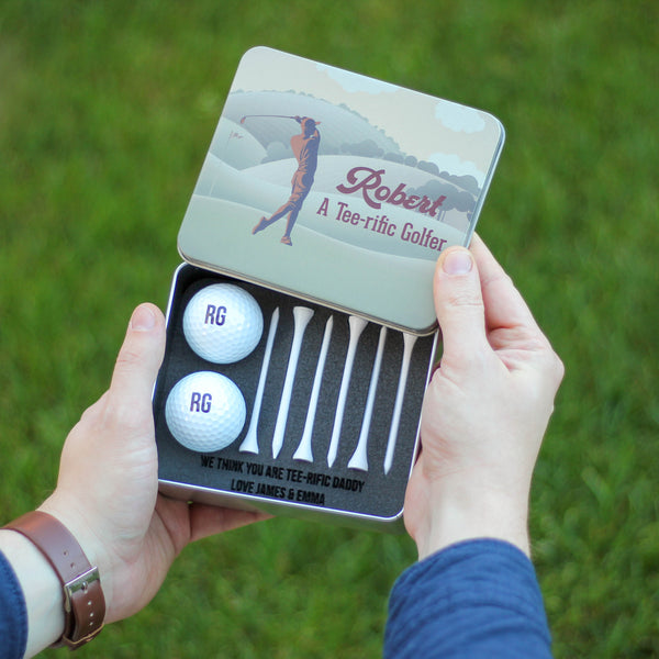 Personalised Retro Golf Tin Gift Set For Him