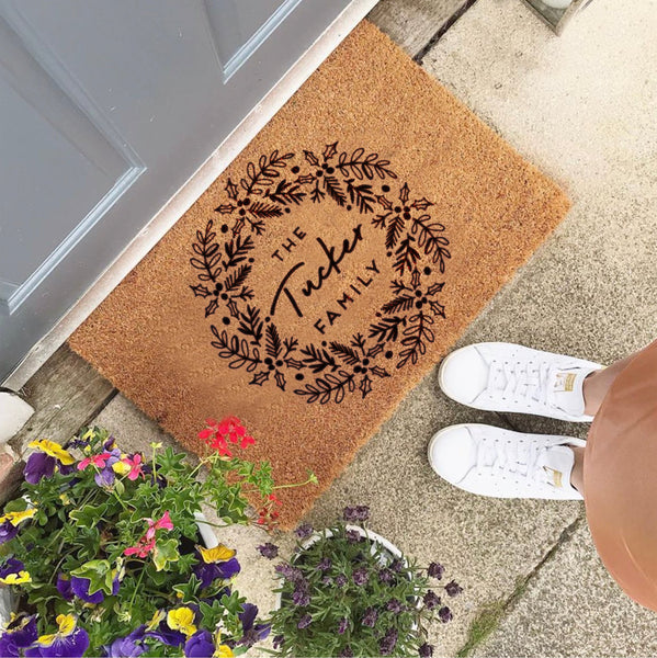 Personalised Christmas Wreath Doormat