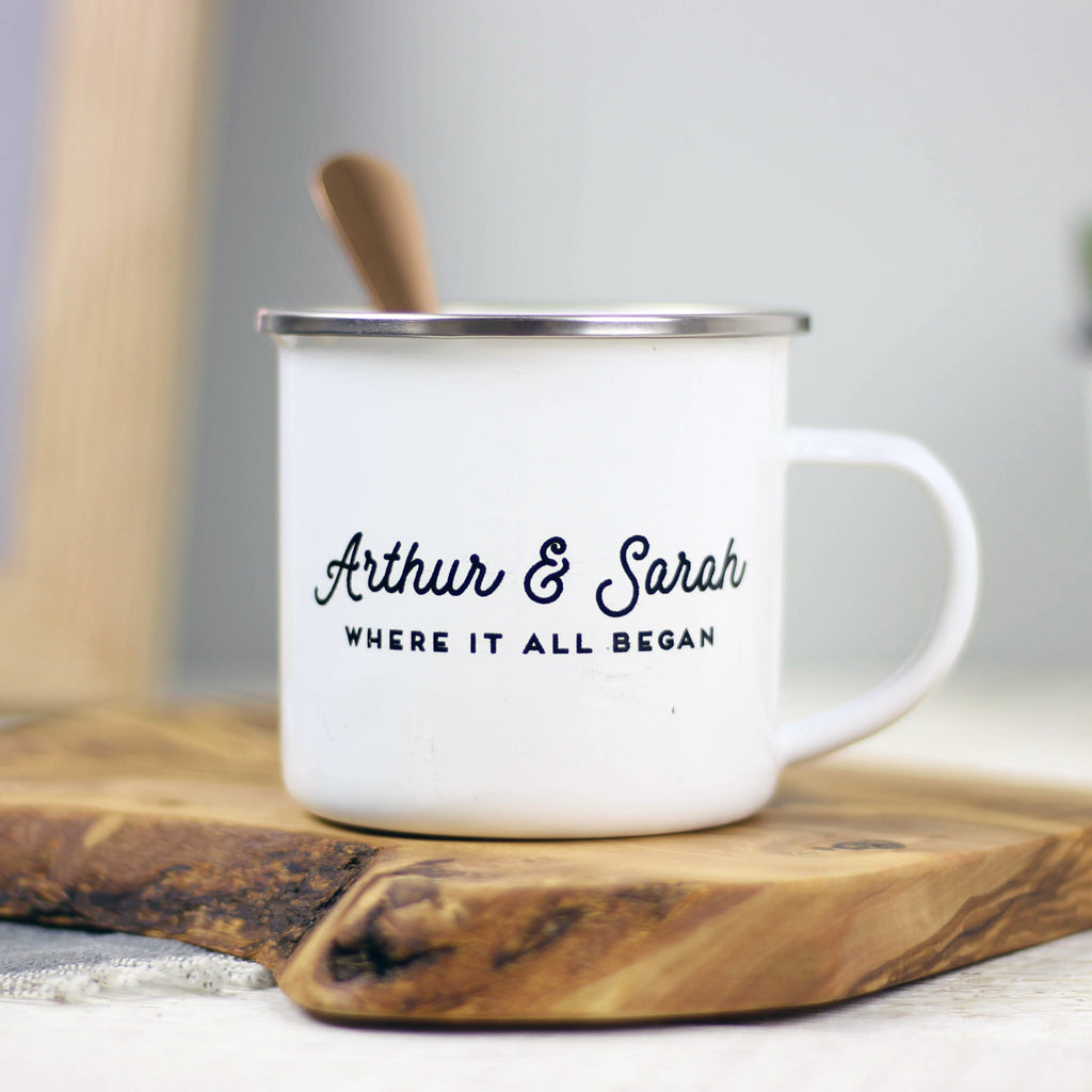 Personalised Compass Enamel Mug