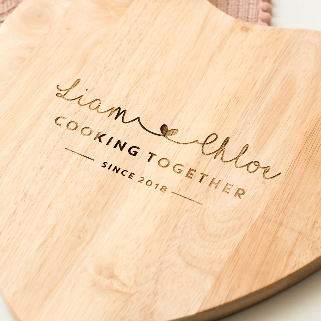 Personalised Cooking Together Heart Chopping Board