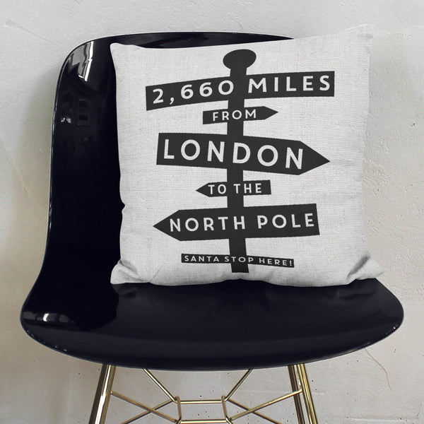 Personalised Distance From North Pole Cushion