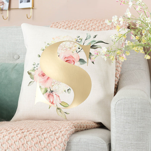 Personalised Floral Initial Cushion