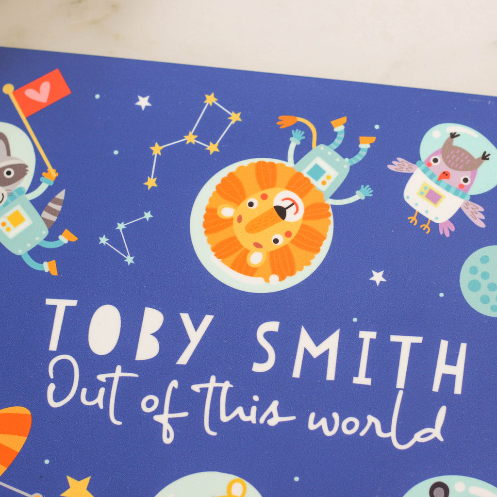 Personalised Kids Animals In Space Table Place Mat