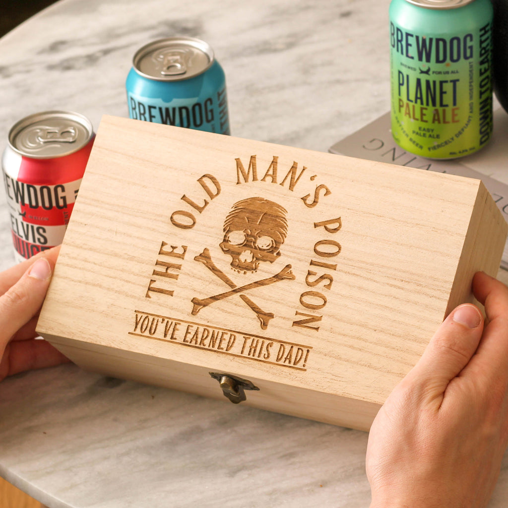 Personalised Old Man's Poison Dad Gift Beer Box