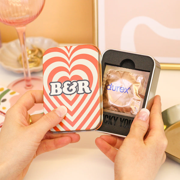 Personalised Heart Condom Funny Novelty Gift Tin