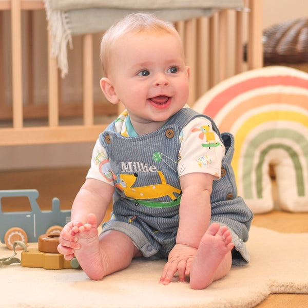 Personalised Dog Dungarees For Baby Newborn Gift