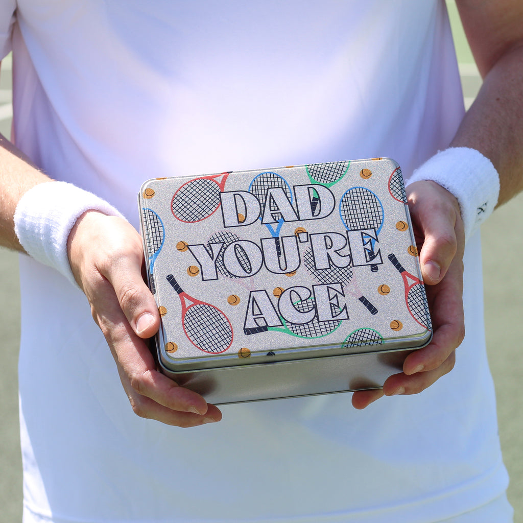 Personalised Your Ace Tennis Balls Tin And Hip Flask Gift For Dad