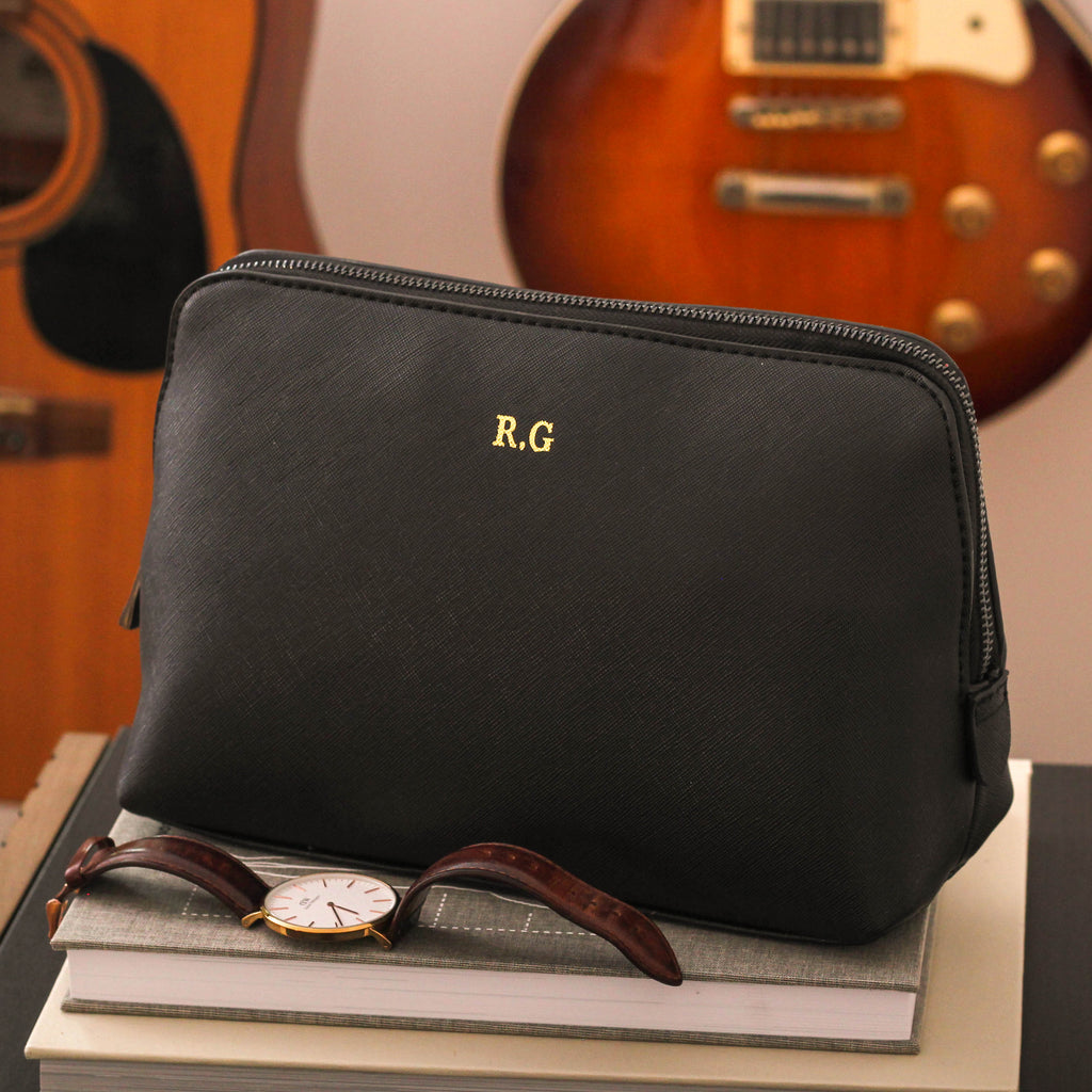 Personalised Mens Travel Essentials Wash Bag Gift