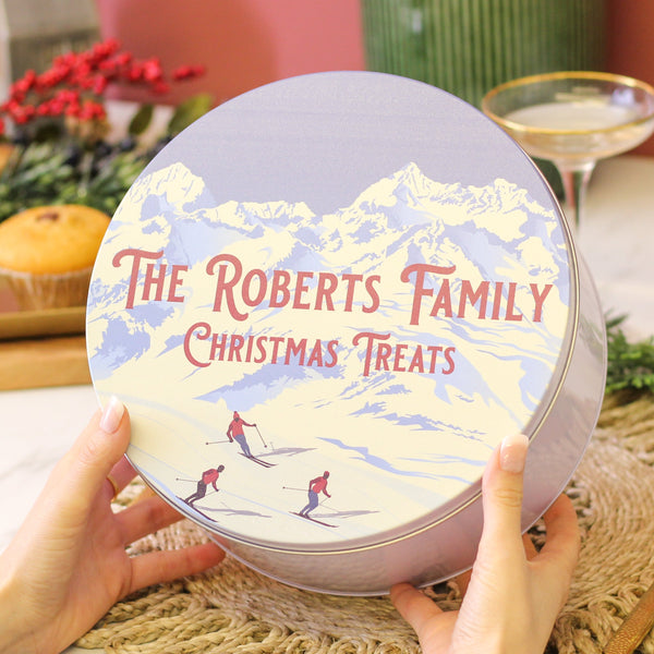 Personalised Skiing Cake Tin Gift For The Home