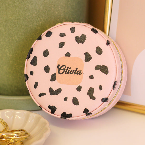 Personalised Dalmatian Dot Jewellery Box Round
