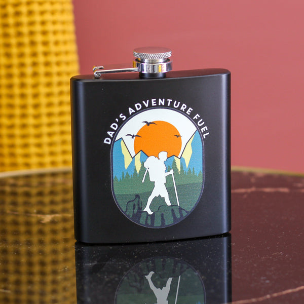 Personalised Dad's Adventure Fuel Travel Hip Flask