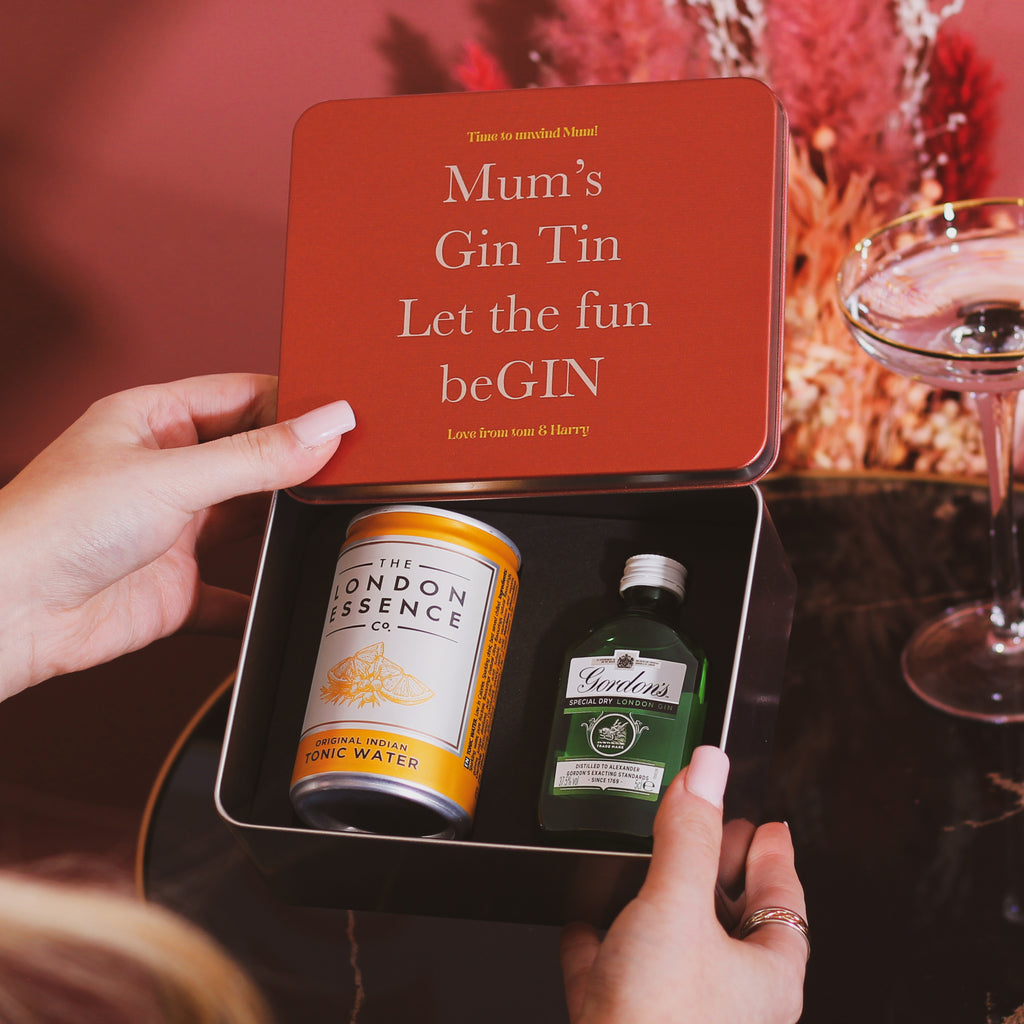 Personalised Mum's Gin Tin Alcohol Gift Set Box For Her