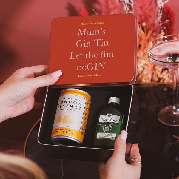 Personalised Mum's Gin Tin Alcohol Gift Set Box For Her