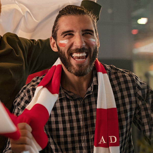 Personalised Football Scarf Gift For Him At Home