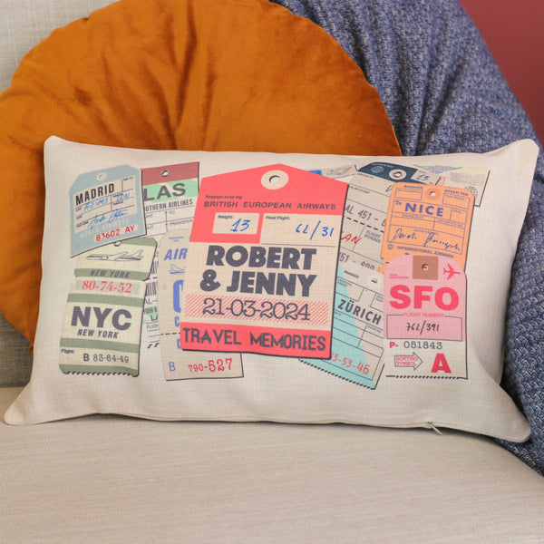 Personalised Travel Cushion Gift For Campervan Couple Home
