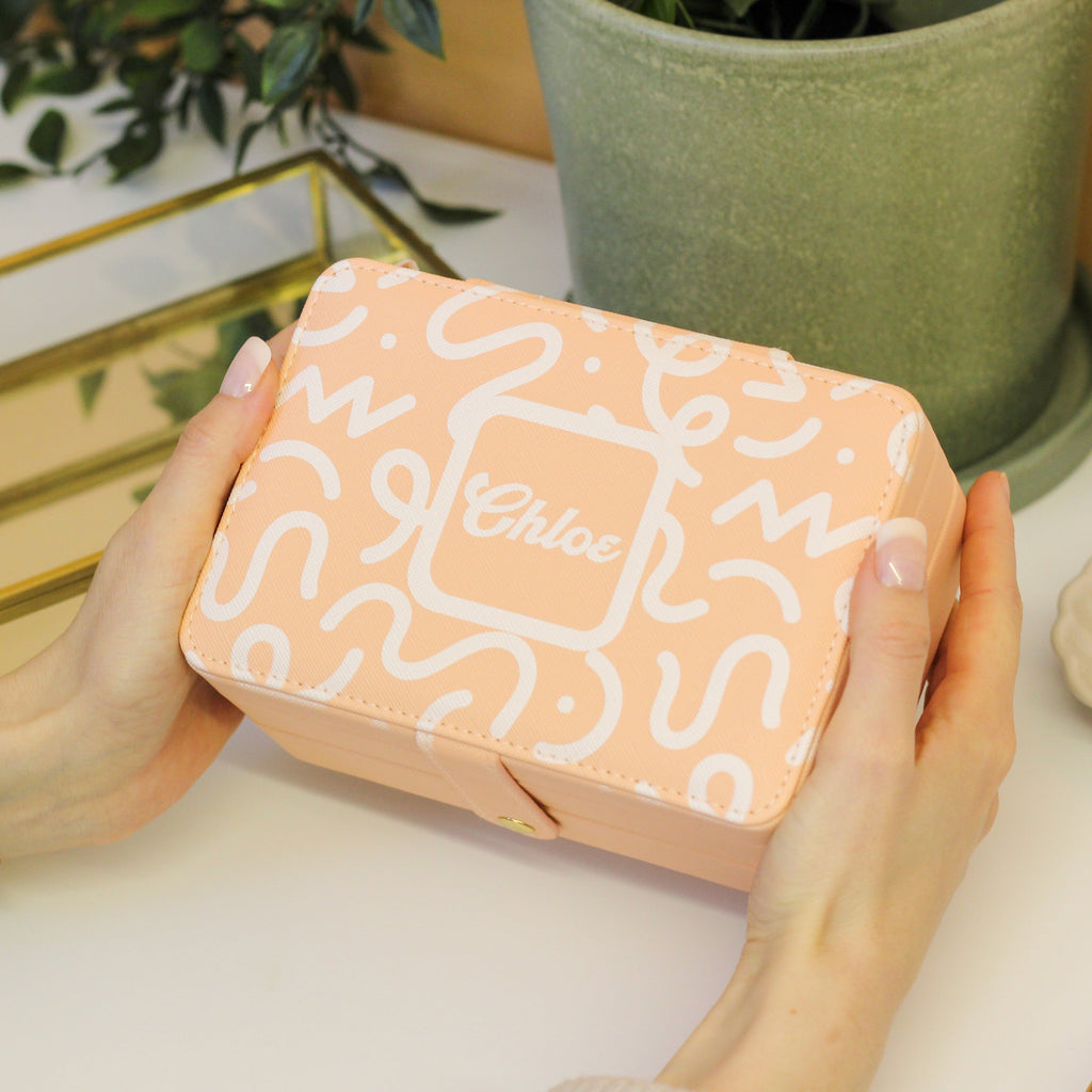 Rectangular Jewellery Box White Abstract Design