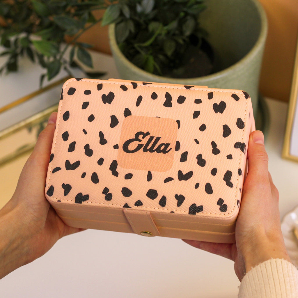 Personalised Dots Rectangular Jewellery Box