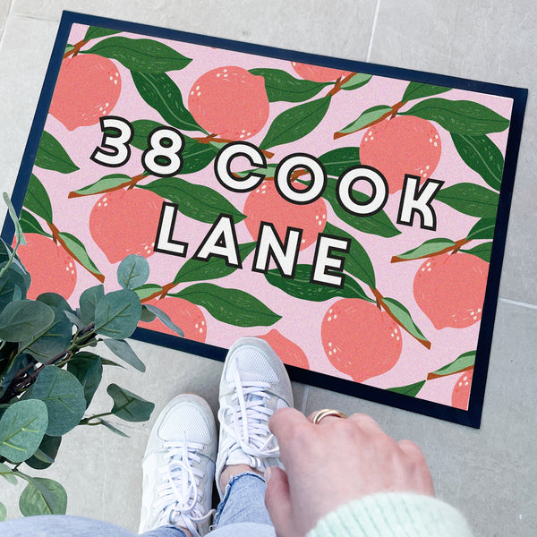 Personalised Pink Botanical Doormat House Warming Gift