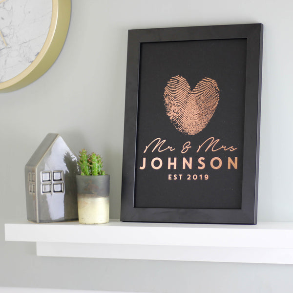 Personalised Metallic Finger Print Heart Print