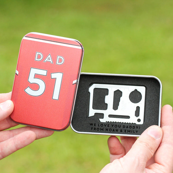 Personalised Football Shirt Tin And Bottle Opener Tool