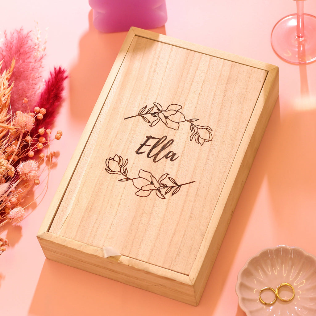 Personalised Floral Rose Mirror Box