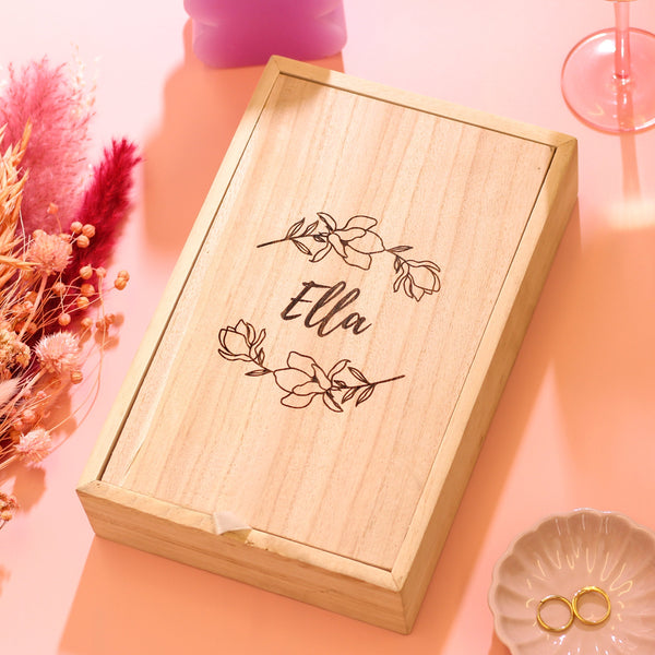 Personalised Floral Rose Mirror Box