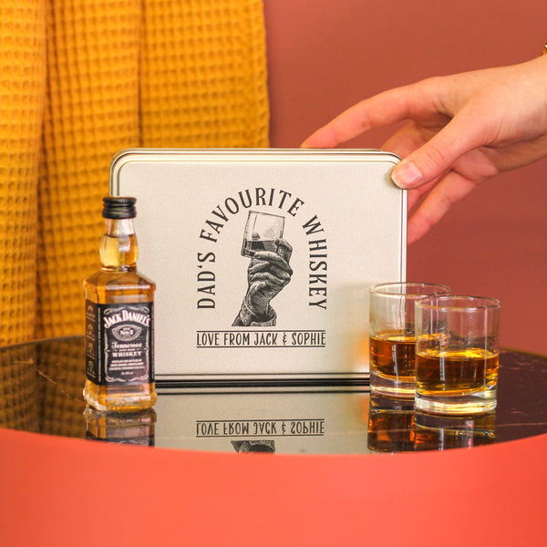 Personalised Dad's Favourite Whiskey Tin Gift Set
