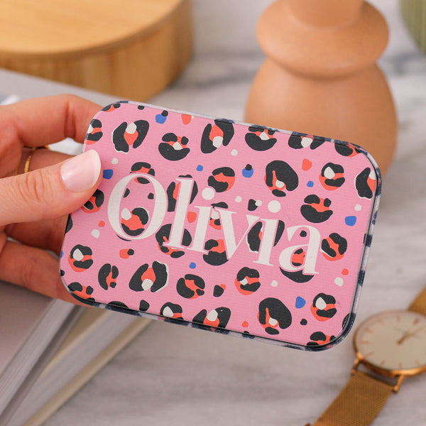 Personalised Leopard Tin Box Gift For Her Keepsake