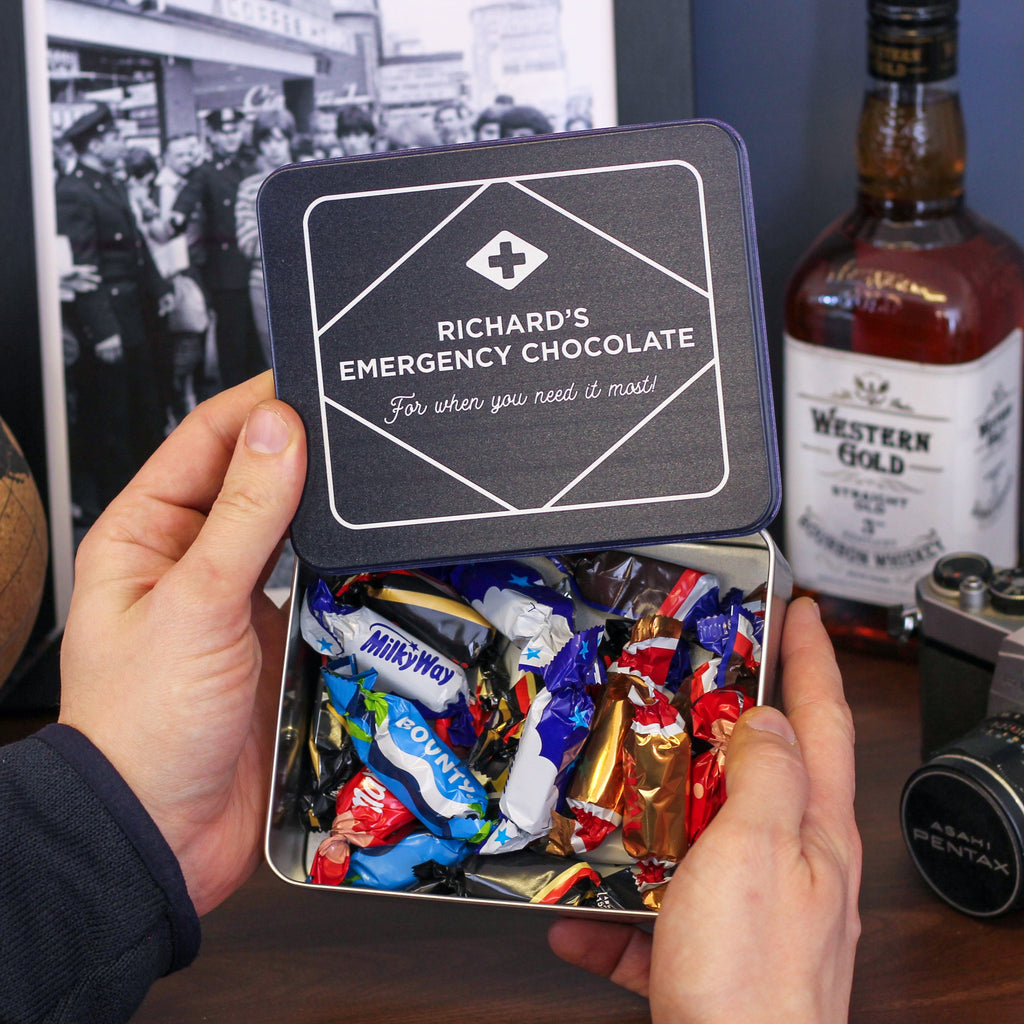 Personalised Emergency Chocolate Gift Tin Set