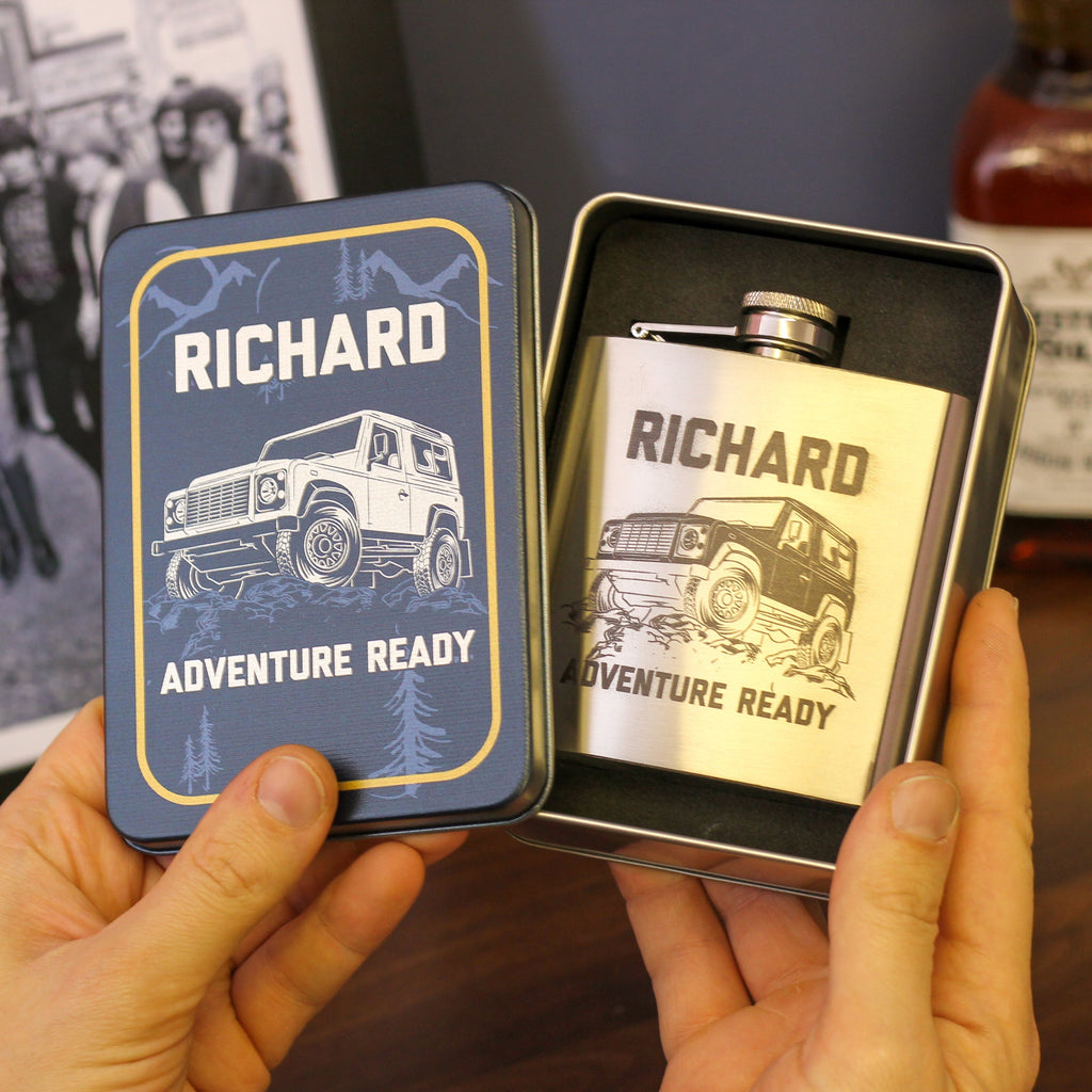 Personalised Truck Hip Flask Tin With Matching Tin