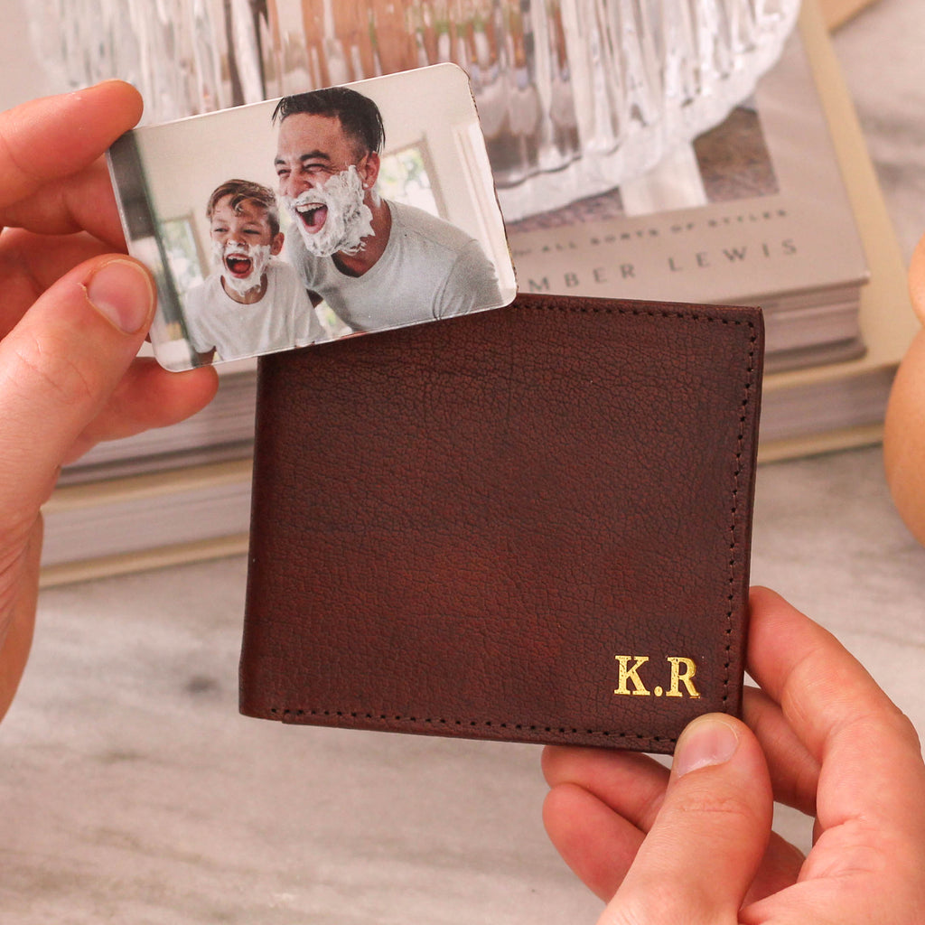 Personalised Mens Leather Wallet And Photo Keepsake