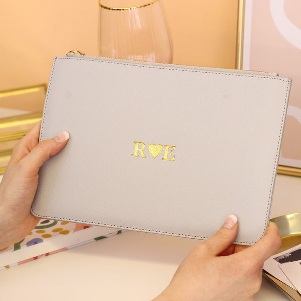 Personalised Heart Clutch Bag