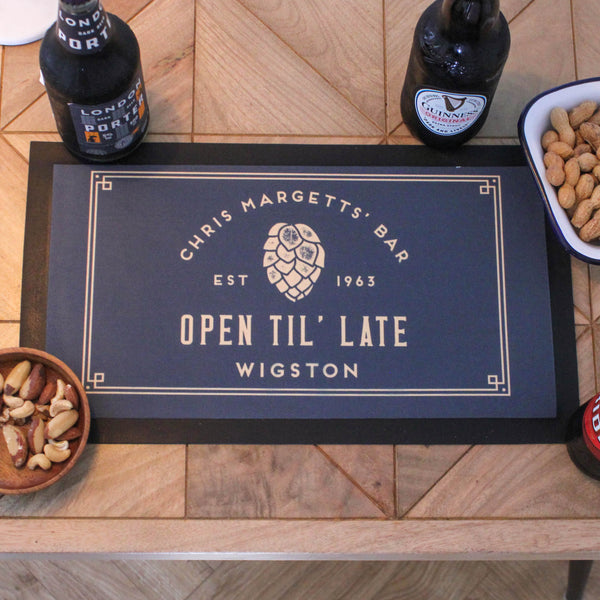 Personalised Vintage Bar Runner Mat For Home Bar
