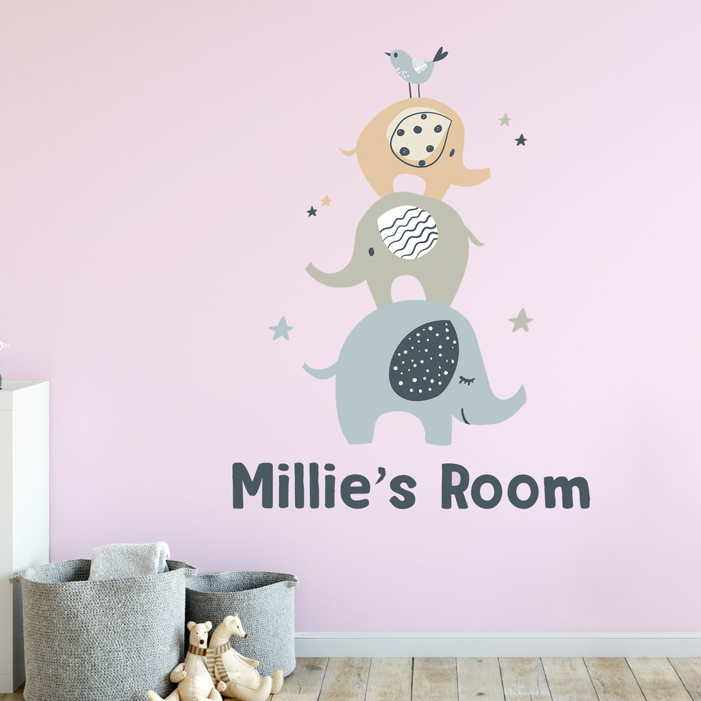 Personalised Elephant Wall Sticker Room Decor