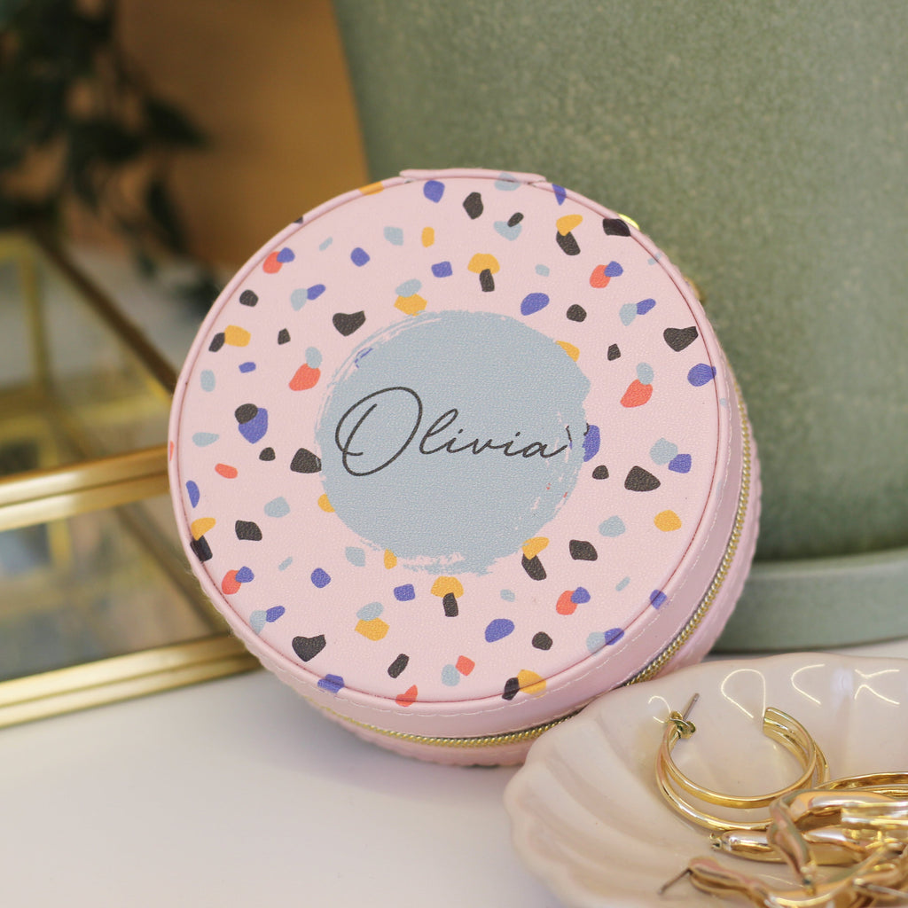 Personalised Terrazzo Jewellery Box Travel Gift For Her