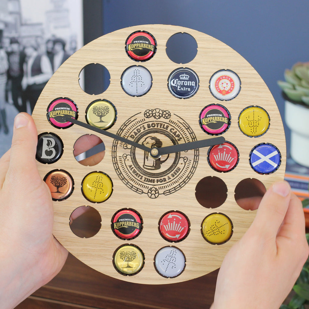 Personalised Clock Beer Bottle Cap Collector Gift