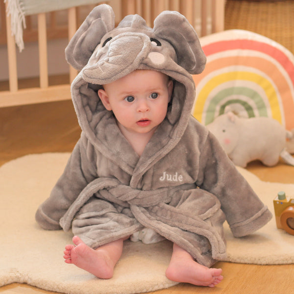 Personalised Elephant Dressing Gown Gift For Baby