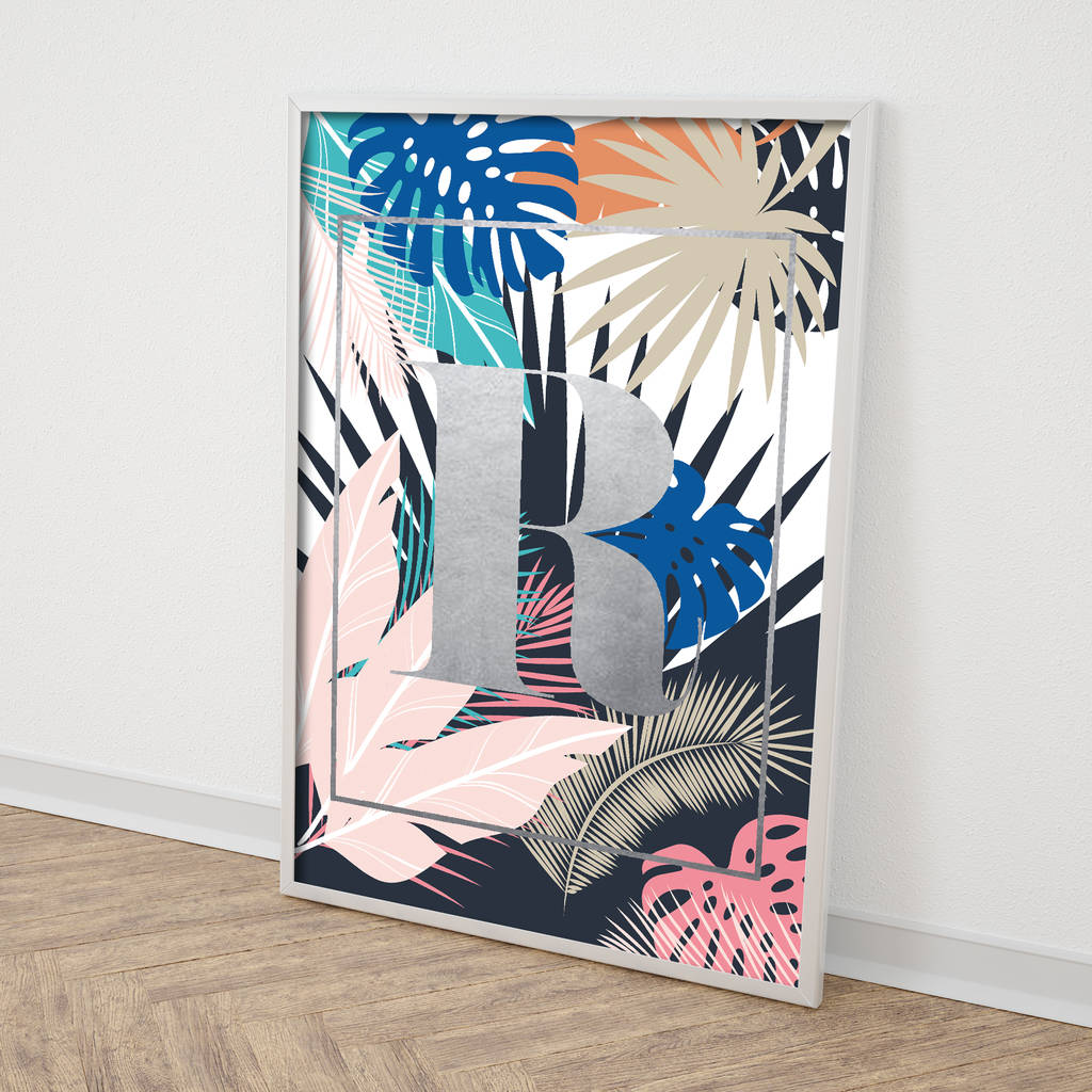 Personalised Metallic Floral Typographic Print